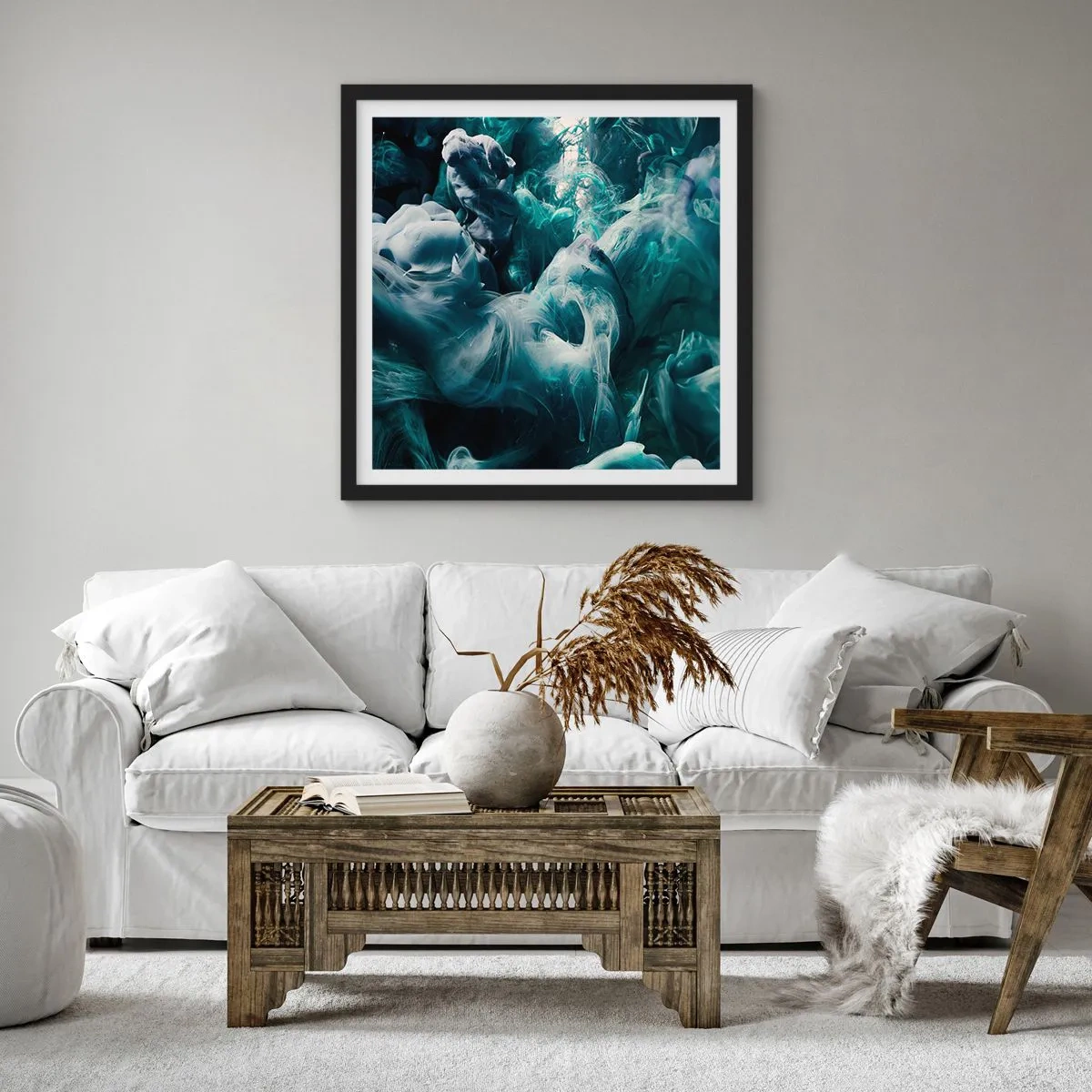 Plagát v čiernom ráme - Pohyb farby - 40x40 cm