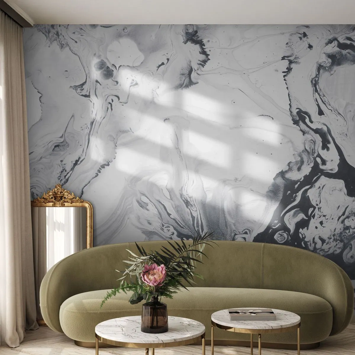 Fototapeta Premium Canvas - Zemské vnútro - Abstrakcia, Kus, Čierna a biela - 200x140 cm