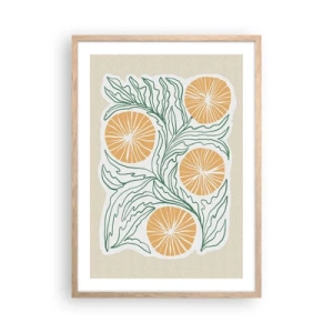 Plagát v ráme zo svetlého duba - Etnicky s abstraktným nádychom - 50x70 cm