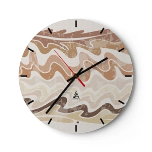 Nástenné hodiny - Vlnité línie v teplých, piesočnatých odtieňoch - 30x30cm - Dobrá energia – dobré emócie - Moderná nástenná dekorácia do obývacej izby, kuchyne a spálne ARTTOR