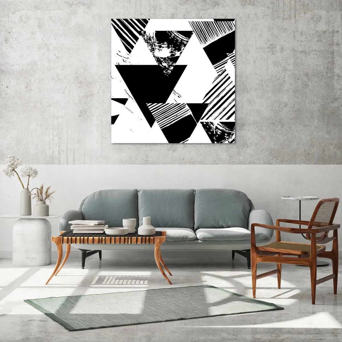 Obraz na skle - Dážď trojuholníkov - 70x70 cm