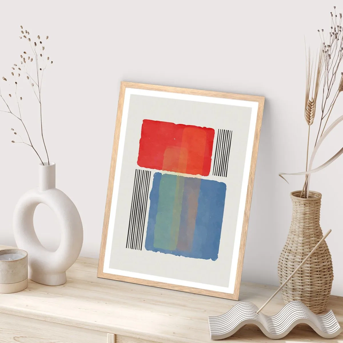 Plagát v ráme zo svetlého duba - Duch a písmeno geometrie - 61x91 cm