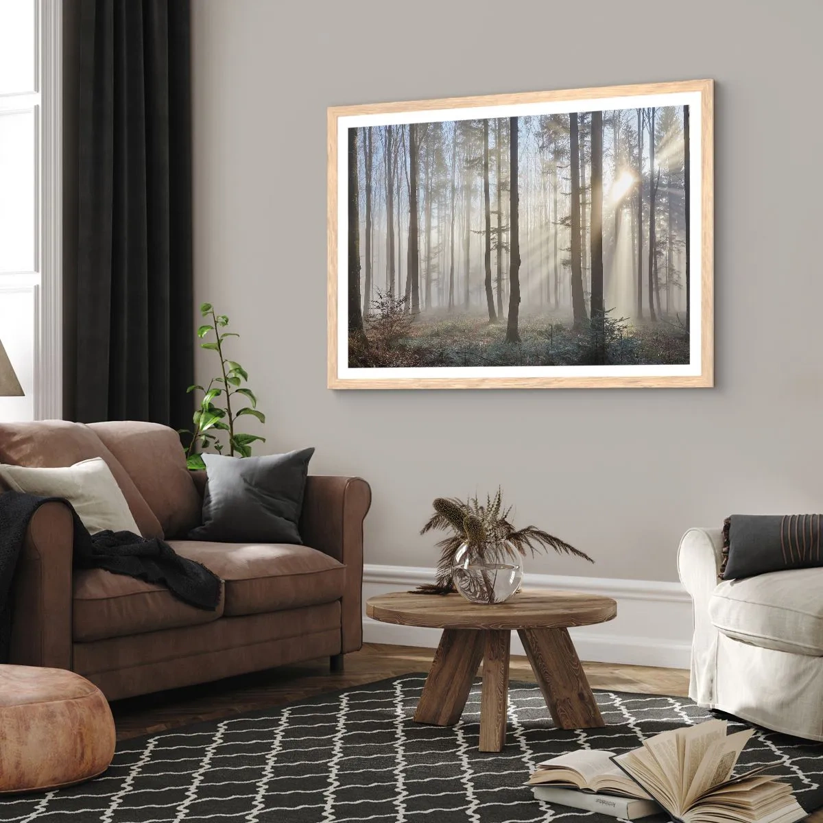 Plagát v ráme zo svetlého duba - Hmla sa tiež zobudila - 100x70 cm