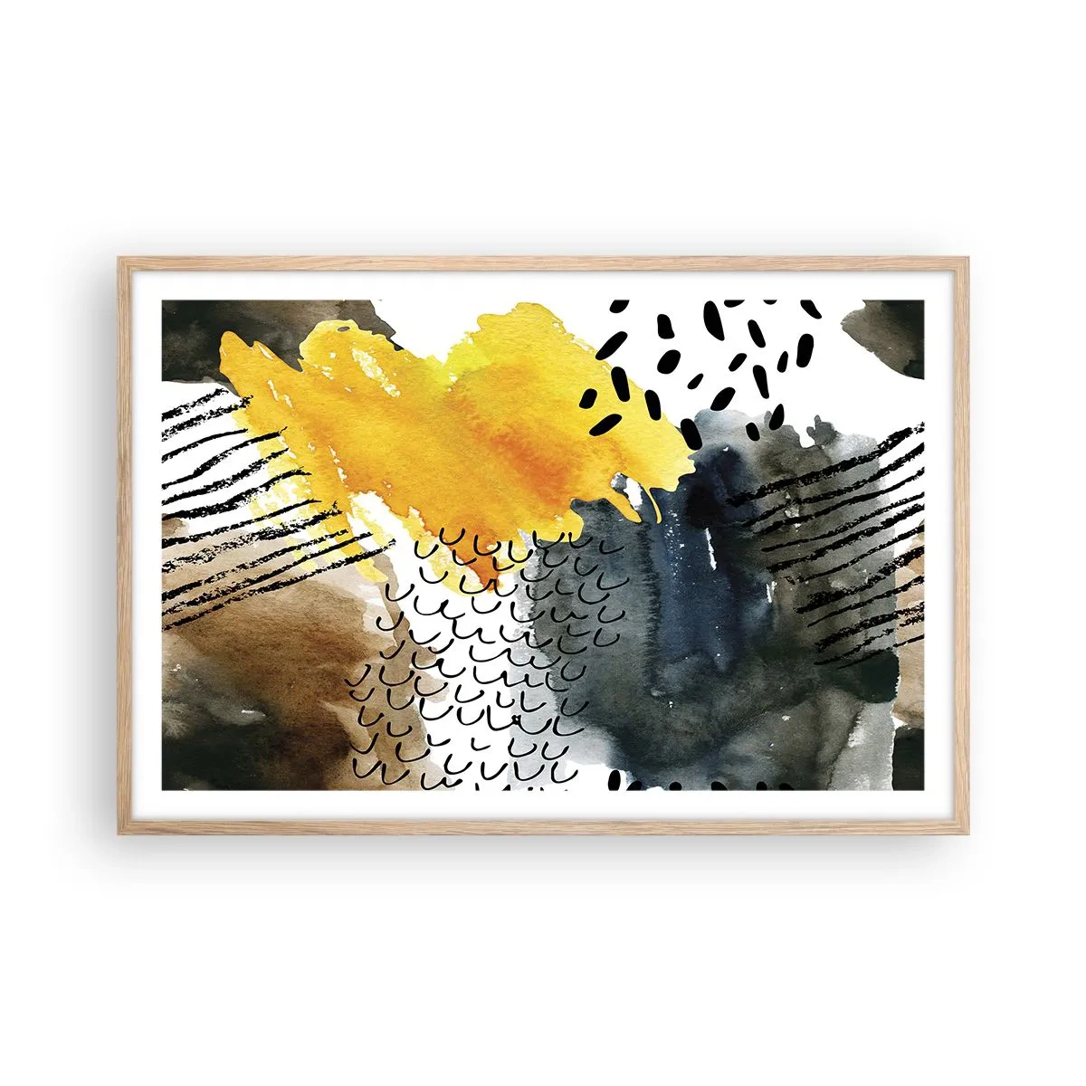Plagát v ráme zo svetlého duba - Stretnutie živlov - 91x61 cm