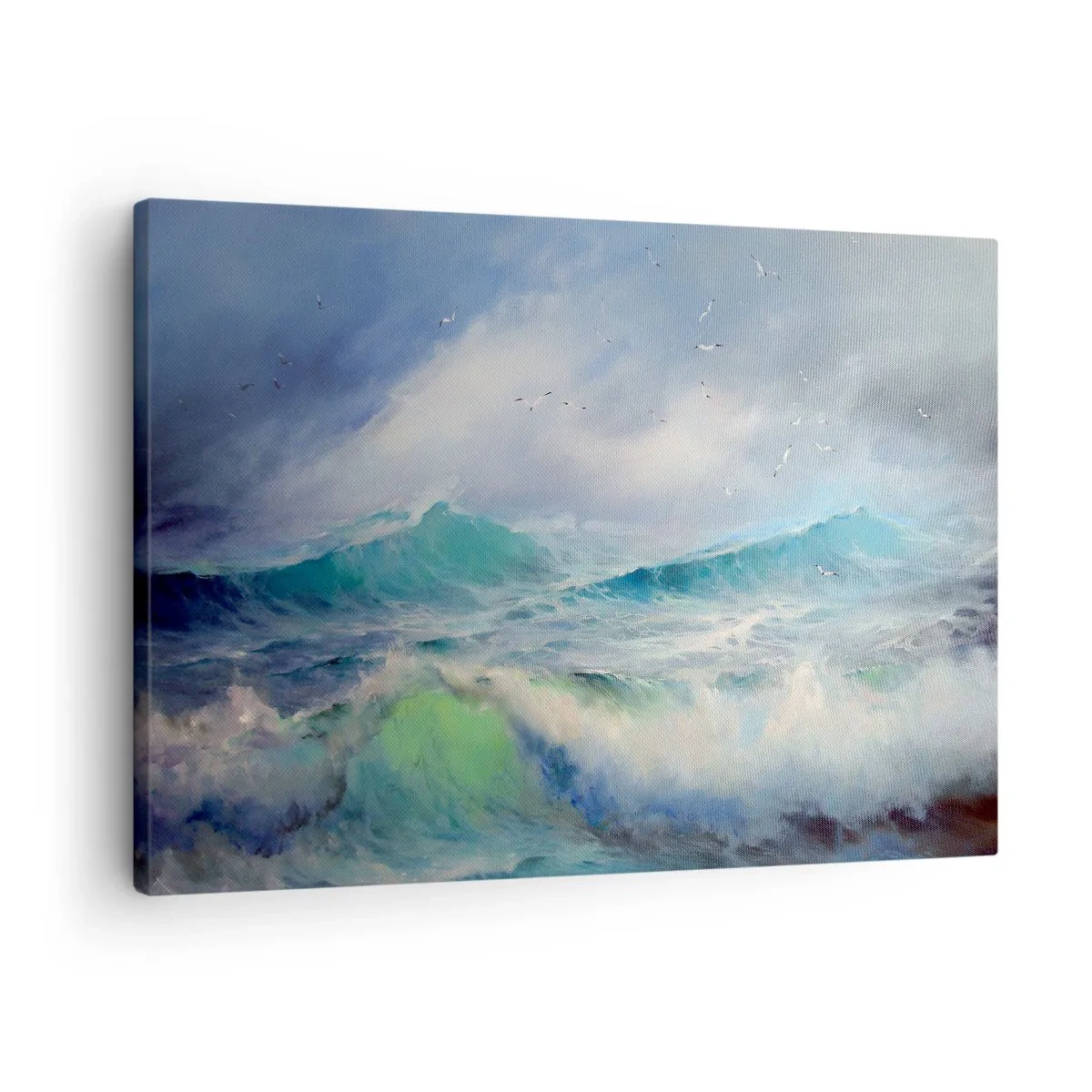 Obraz na plátne - Rozbúrené vlny na oceáne - 70x50cm - „Víchrica zavyla triumfálne…“ - Moderná nástenná dekorácia do obývacej izby a spálne ARTTOR