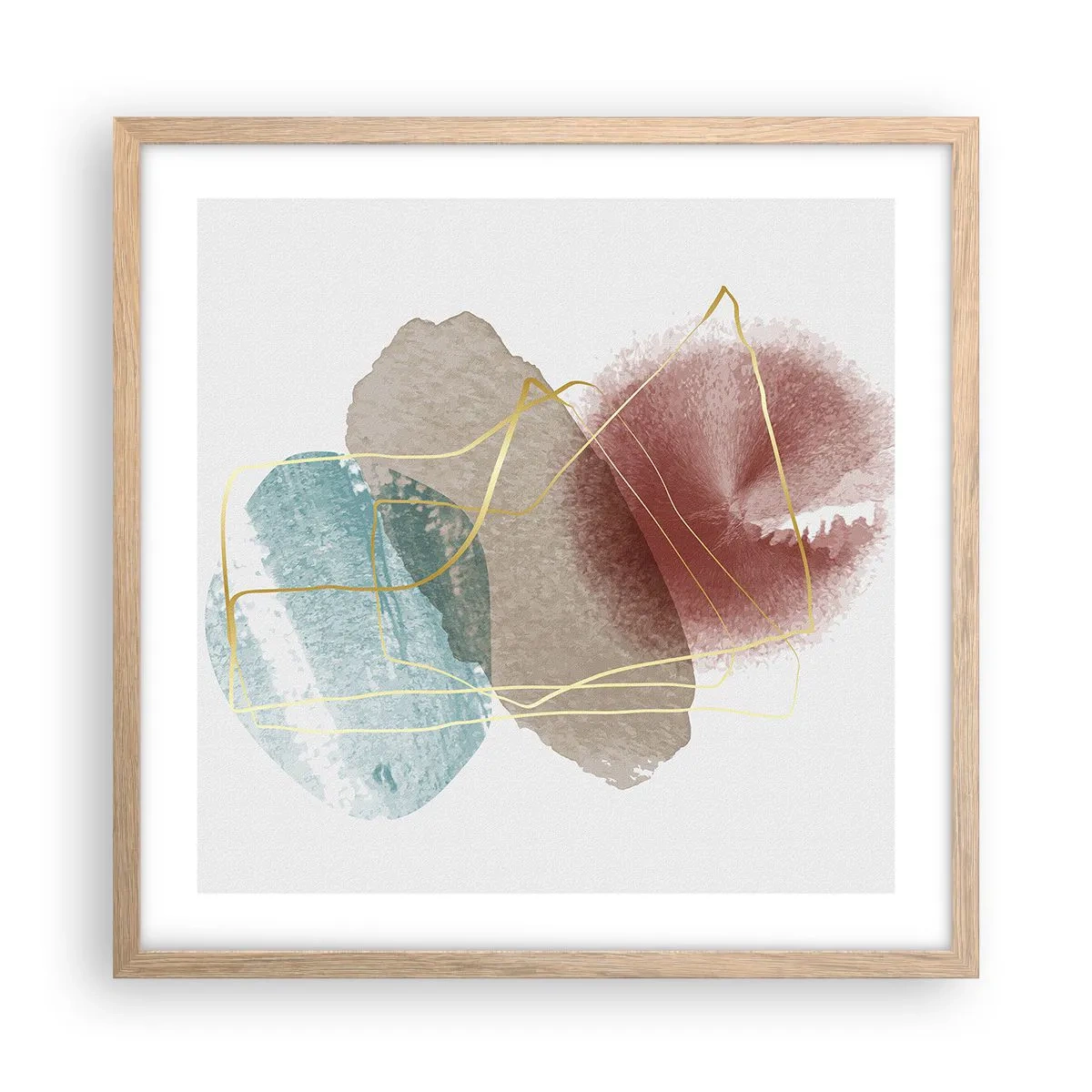 Plagát v ráme zo svetlého duba - Korálky priestoru - 50x50 cm