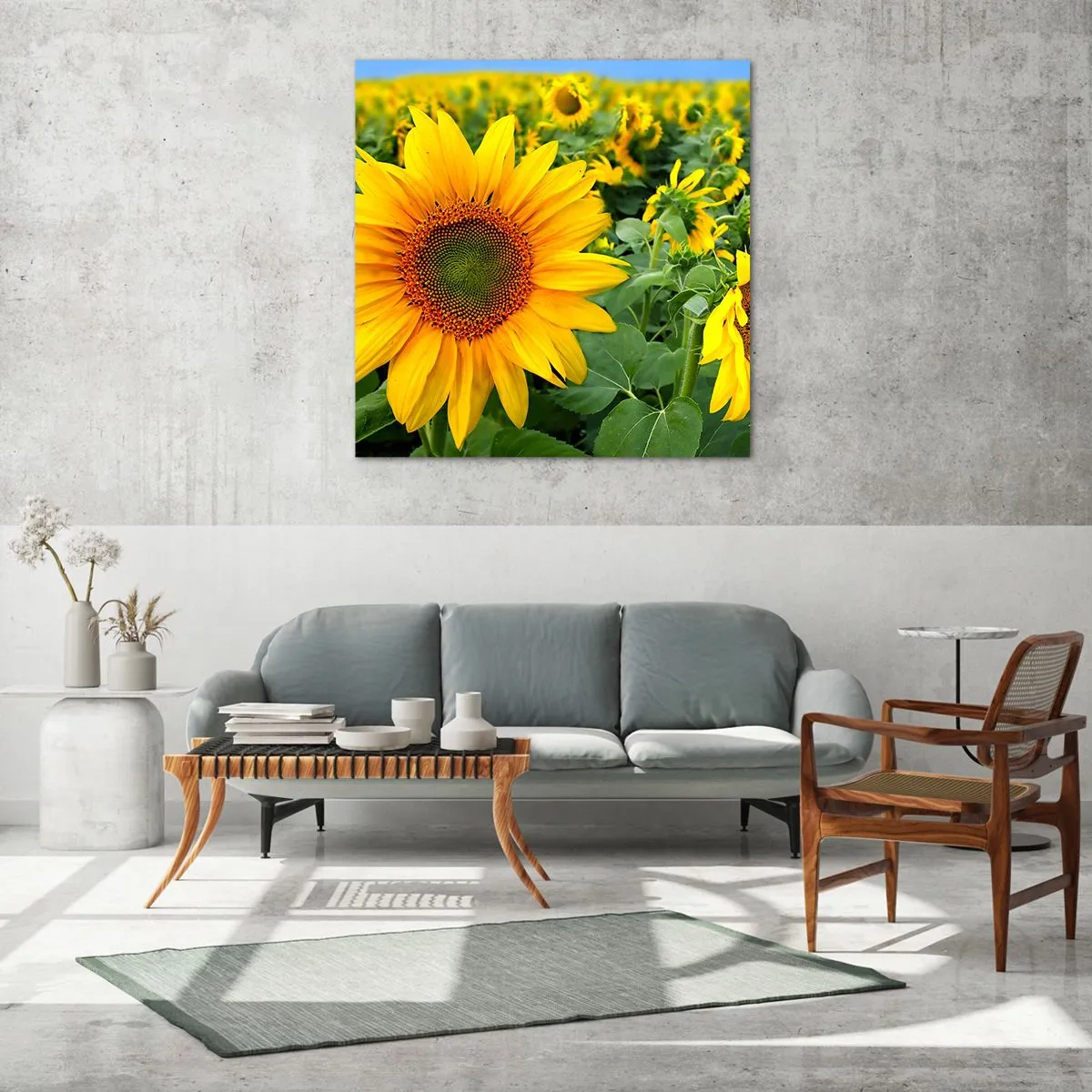 Obraz na skle - Zahoreli stovky sĺnk - 40x40 cm