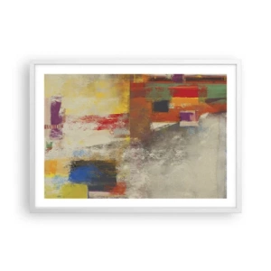 Plagát v bielom ráme - Geometria farieb - 70x50 cm