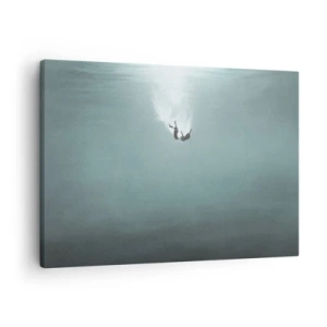 Obraz na plátne - Postava ponorená v hlbokej tyrkysovej vode - 70x50cm - V objatí oceánu - Moderná nástenná dekorácia do obývacej izby a spálne ARTTOR