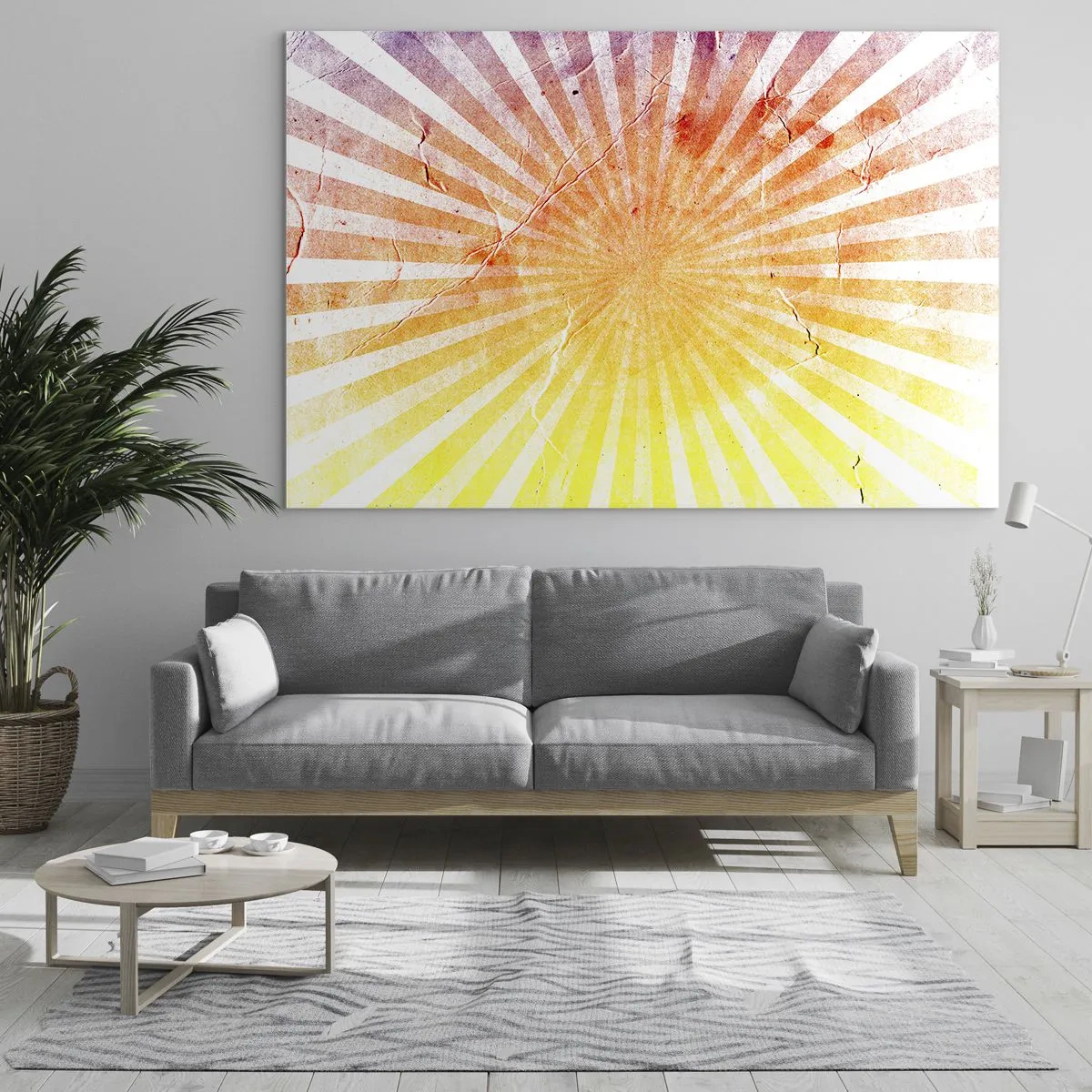 Obraz na skle - Lúče vychádzajúceho alebo zapadajúceho slnka v retro štýle - 70x50cm - Východy a západy - Moderná nástenná dekorácia do obývacej izby a spálne ARTTOR