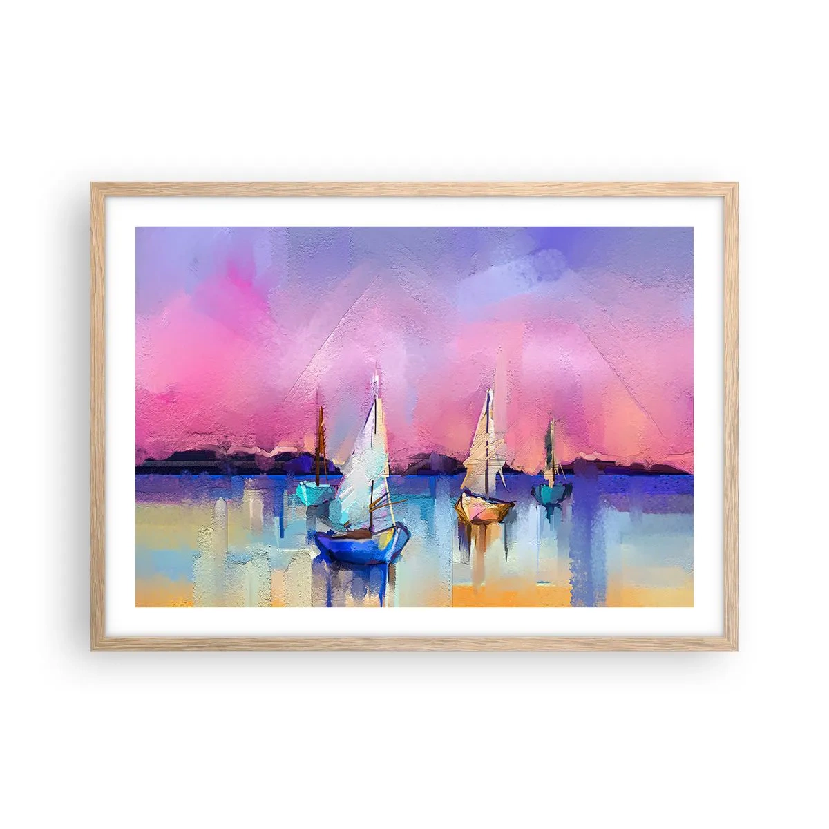 Plagát v ráme zo svetlého duba - Smer: široká voda - 70x50 cm