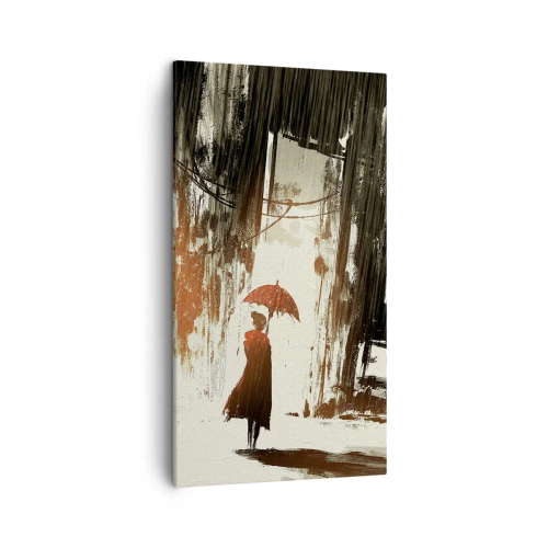Obraz na plátne - Poézia červeného dáždnika - 45x80 cm