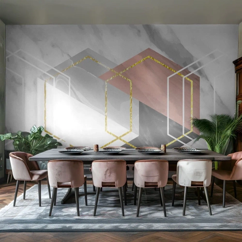 Fototapeta Premium Canvas - Reťazová kompozícia - Abstrakcia, Kus, šesťuholník - 350x256 cm