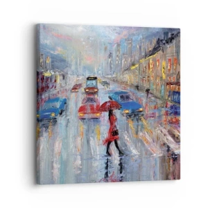 Obraz na plátne - Daždivé popoludnie v meste - 30x30 cm