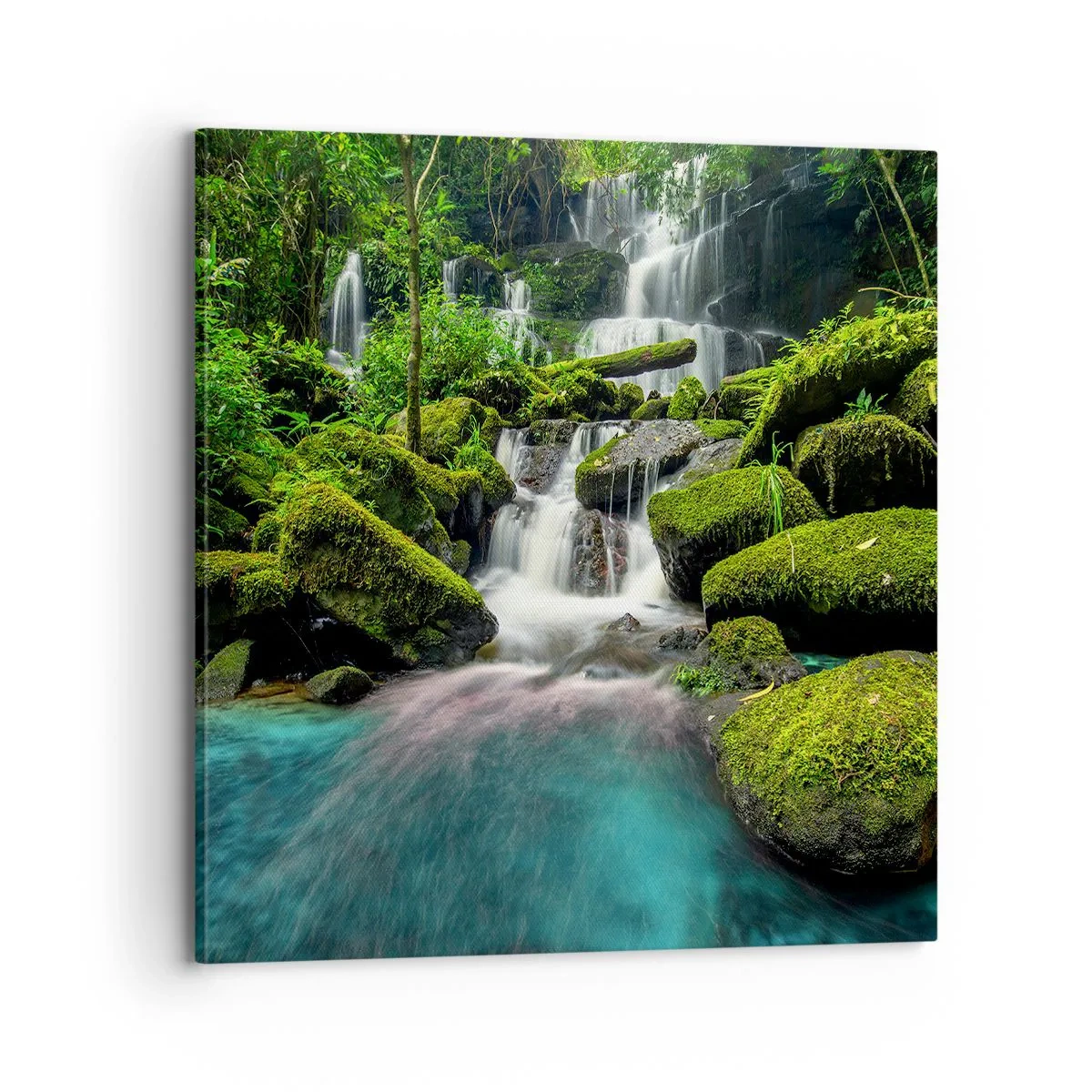 Obraz na plátne - Tyrkys, zafíry a tekuté striebro - 70x70 cm