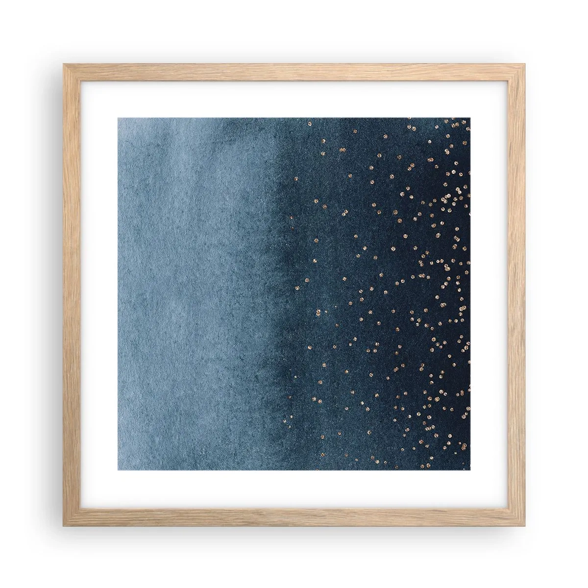 Plagát v ráme zo svetlého duba - Kompozícia – modrej fázy - 40x40 cm