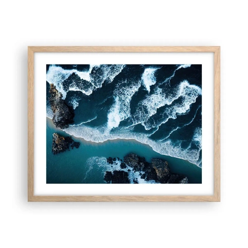 Plagát v ráme zo svetlého duba - Zahalené do vĺn - 50x40 cm