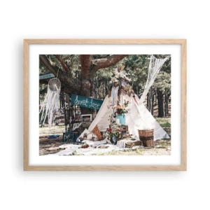 Plagát v ráme zo svetlého duba - Make love… - 50x40 cm