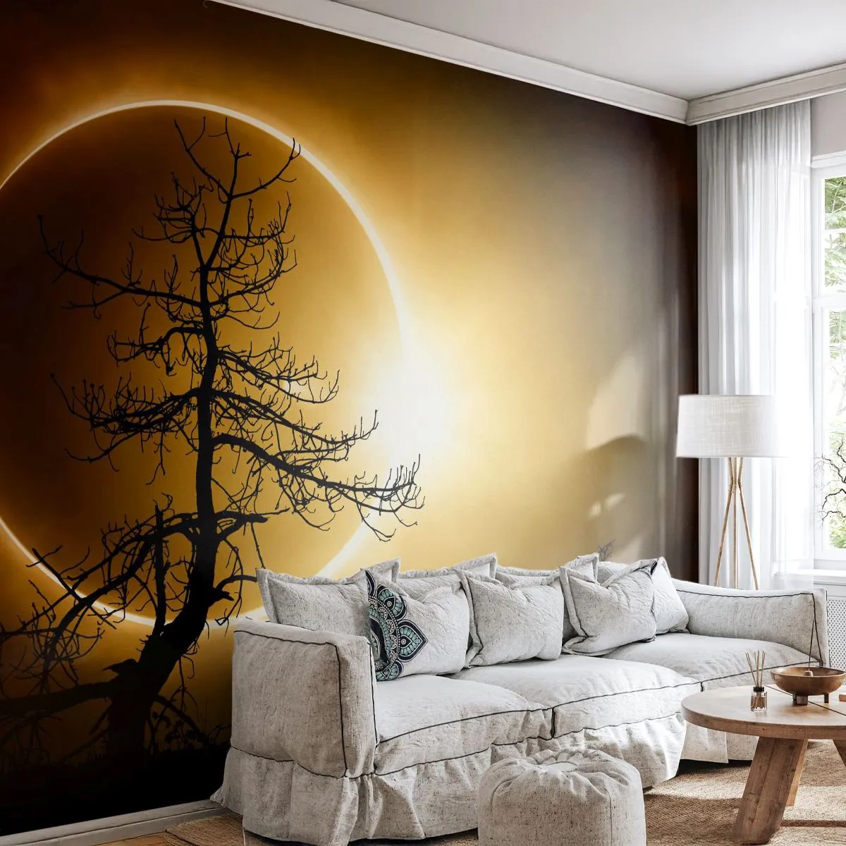 Fototapeta Premium Sand - Úplné zatmenie - Eclipse, Strom, Krajina - 100x70 cm