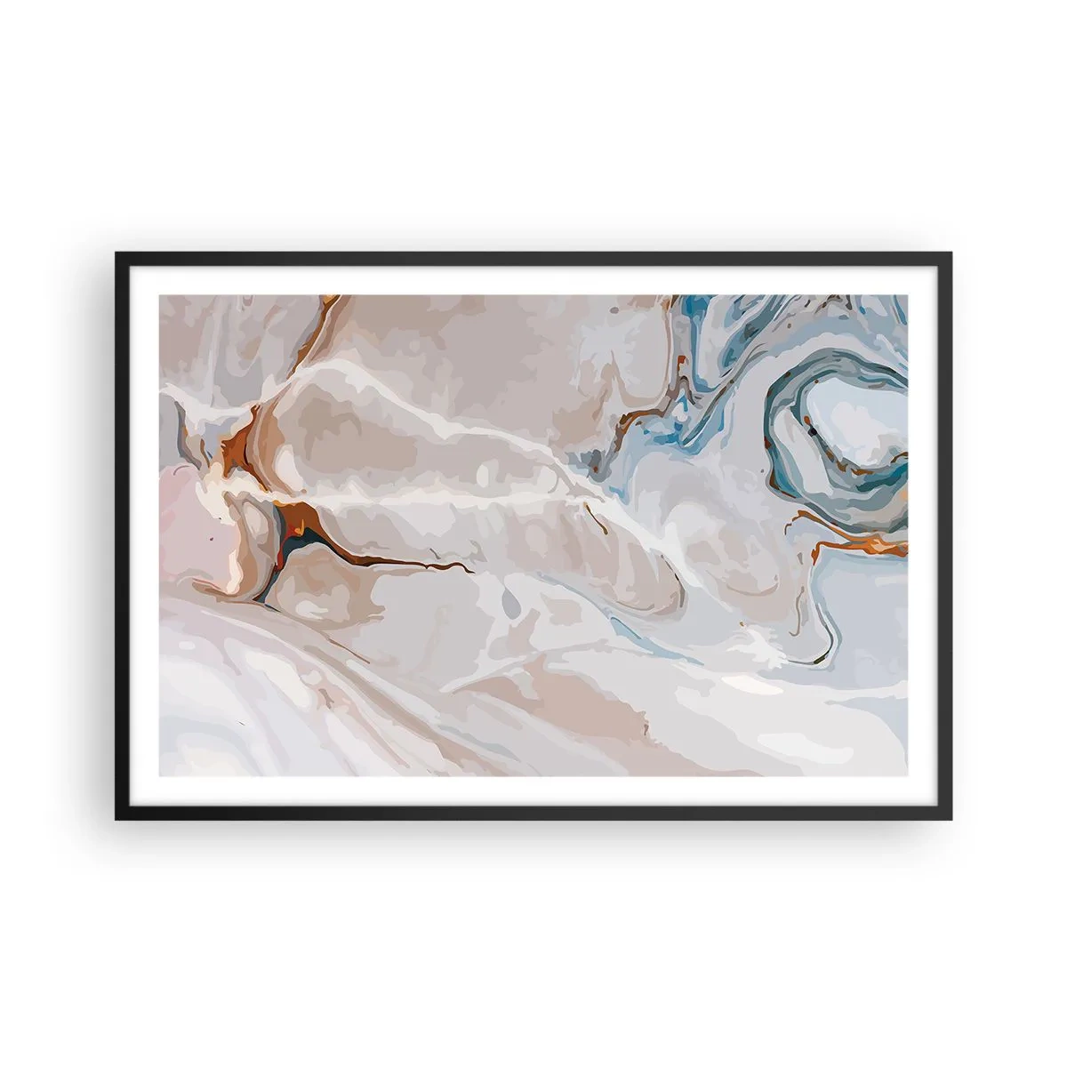 Plagát v čiernom ráme - Modré meandre pod bielou - 91x61 cm