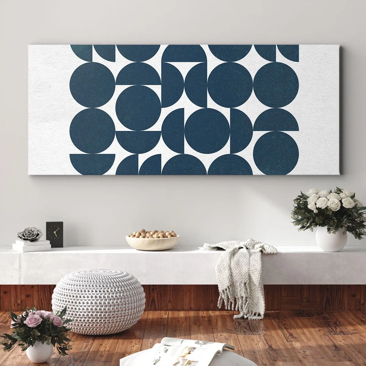 Obraz na plátne - Kruhy a polkruhy - 100x40 cm
