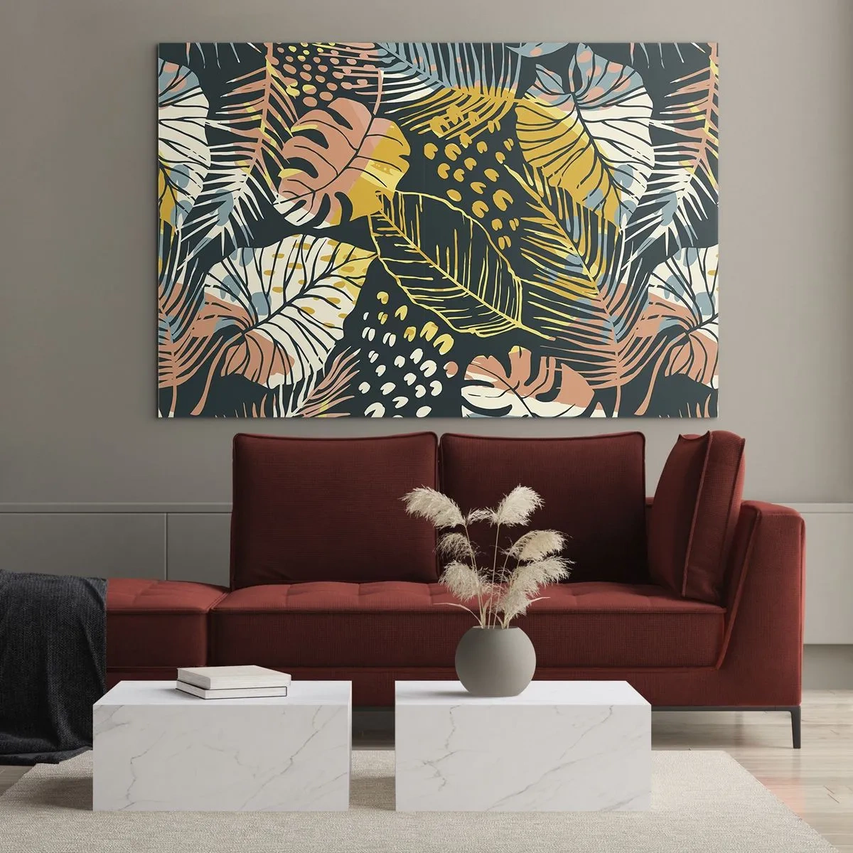 Obraz na skle - Listová fantázia - 100x70 cm