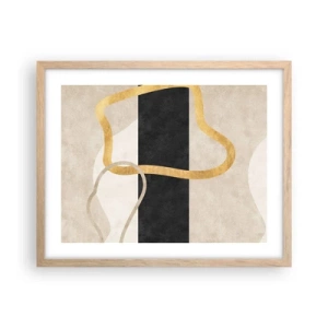 Plagát v ráme zo svetlého duba - Tvary v slučke - 50x40 cm
