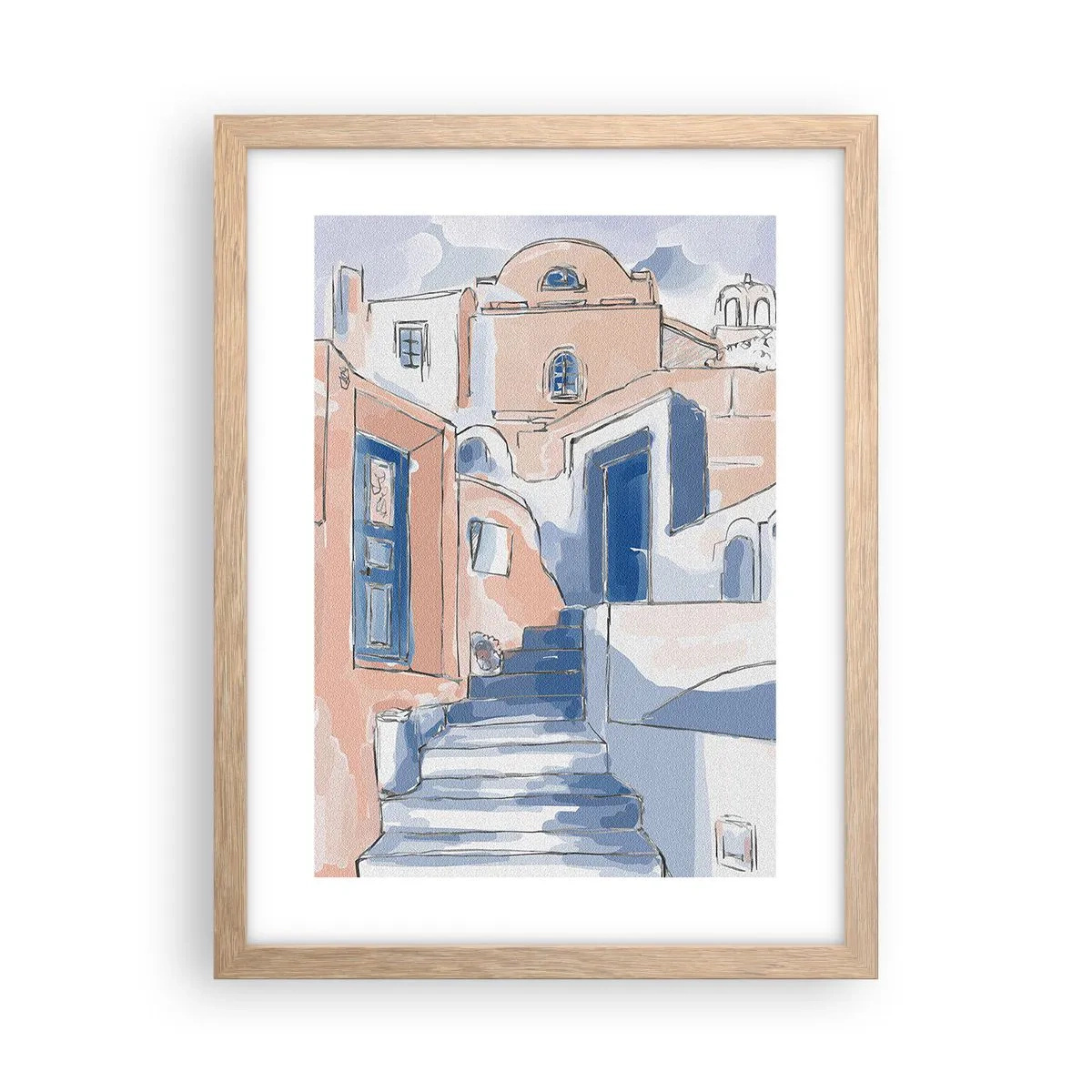 Plagát v ráme zo svetlého duba - Exotické mesto - 30x40 cm