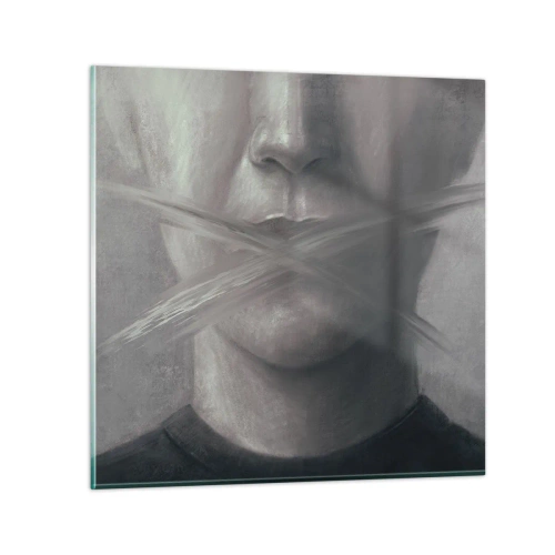 Obraz na skle - Ani slovo - 40x40 cm