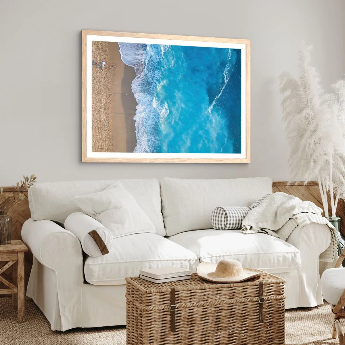 Plagát v ráme zo svetlého duba - Sila modrej - 50x40 cm