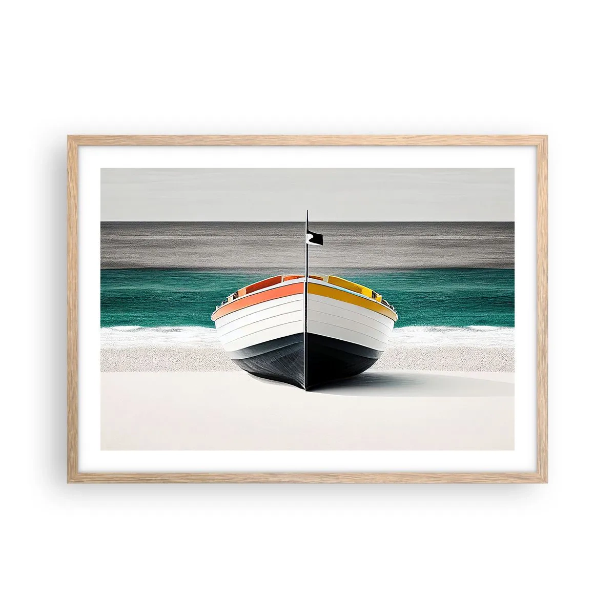 Plagát v ráme zo svetlého duba - Na správnom mieste - 70x50 cm