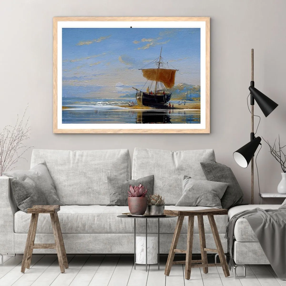 Plagát v ráme zo svetlého duba - Voda, zem, vzduch - 70x50 cm