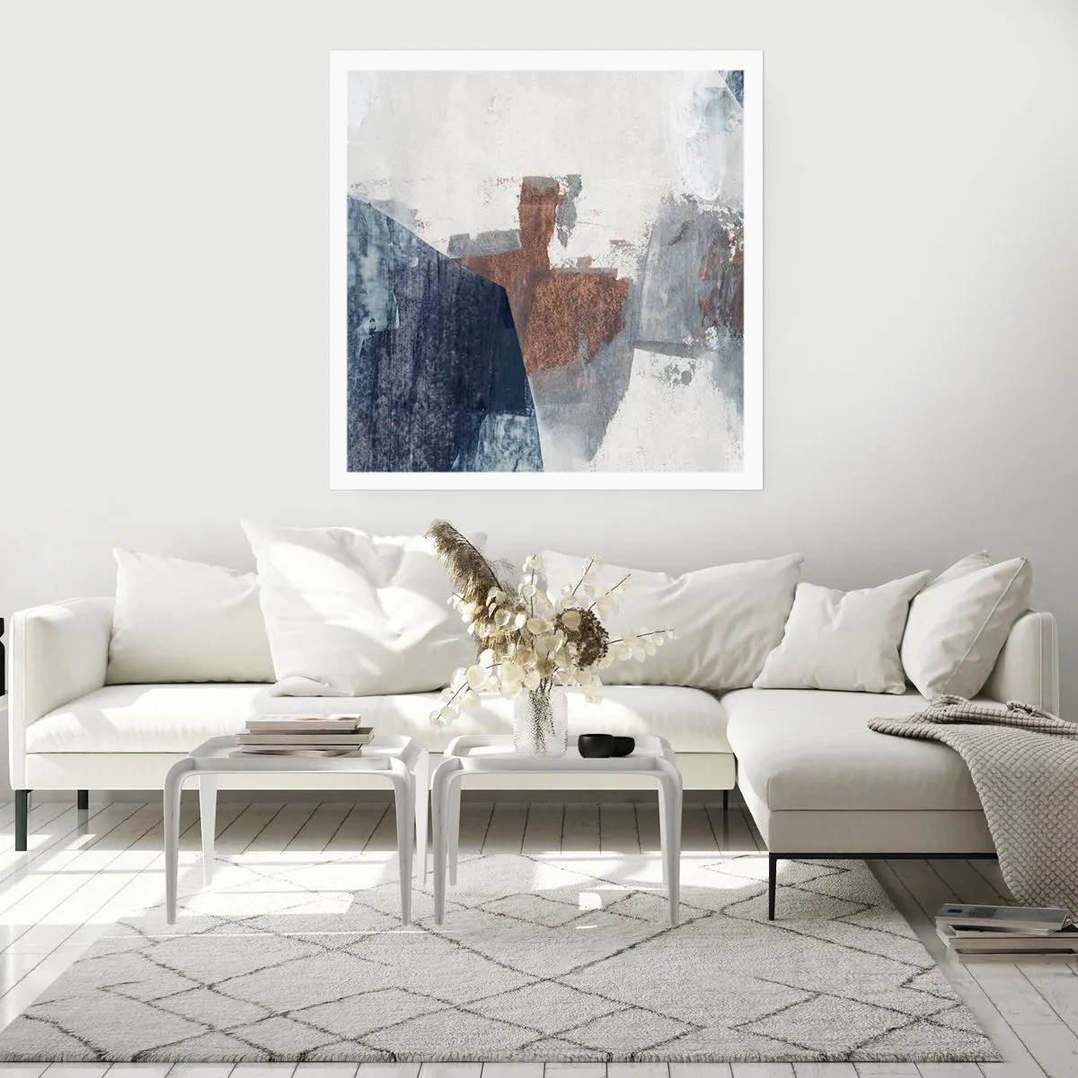 Plagát - Modro-hnedé tvary - 40x40 cm