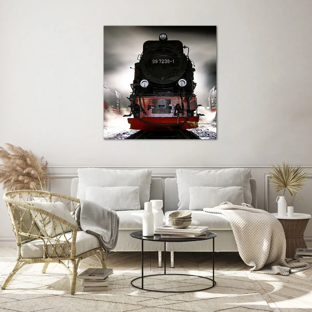 Obraz na skle - Stojí a sápe, funí a fúka - 70x70 cm