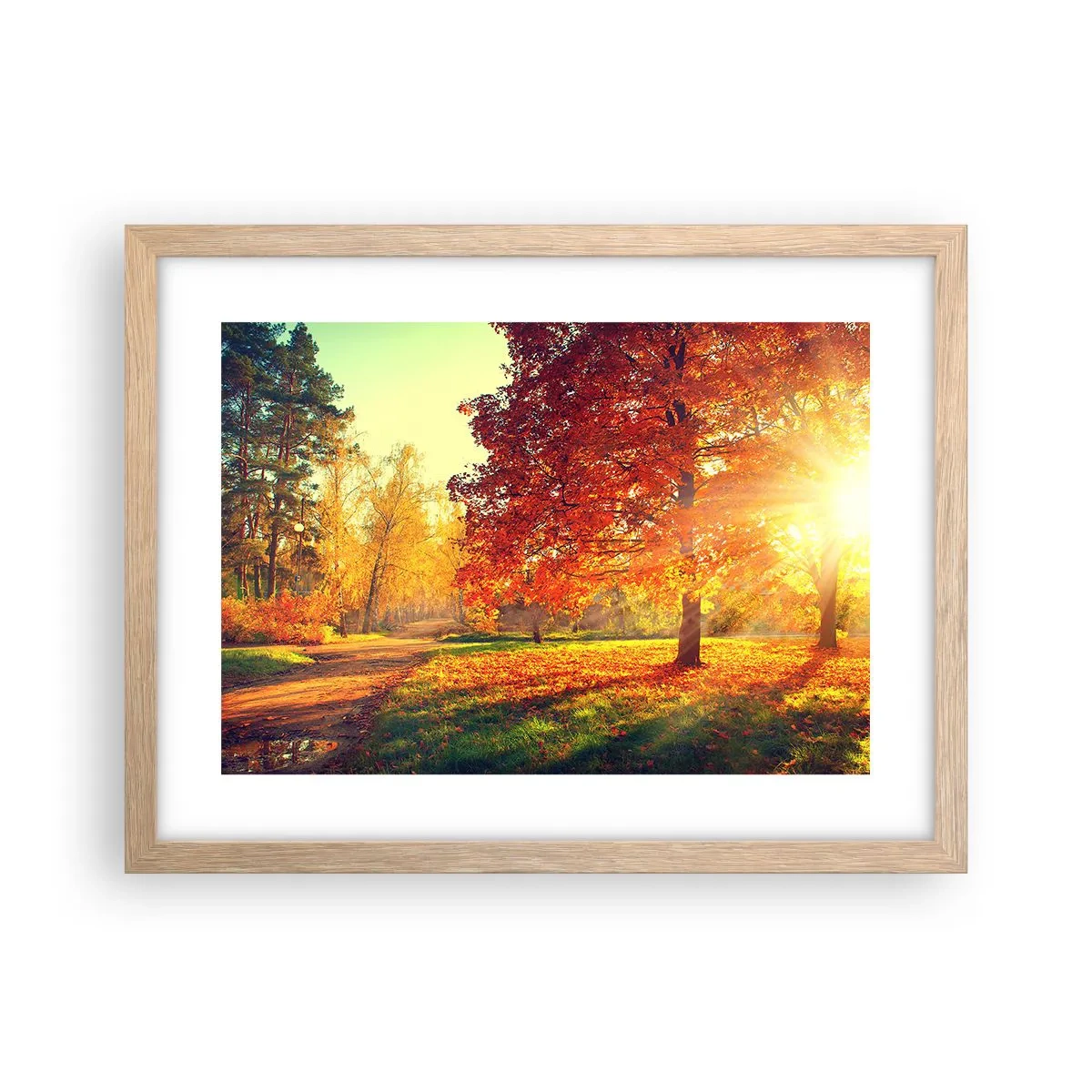 Plagát v ráme zo svetlého duba - Červené je krásne - 40x30 cm