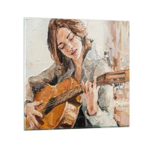 Obraz na skle - Koncert pre gitaru a dievčenské srdce - 30x30 cm