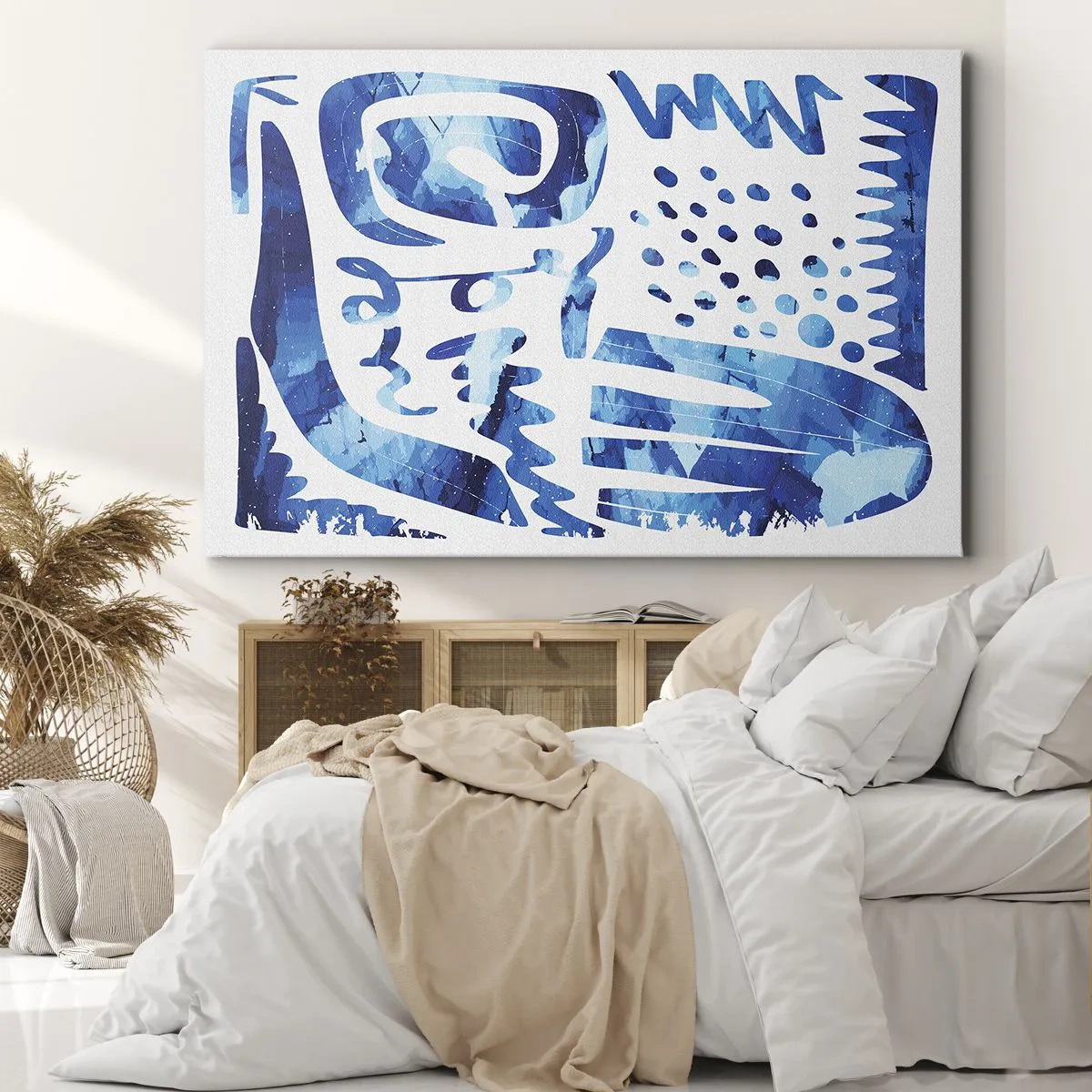 Obraz na plátne - Abstraktný vzor v odtieňoch modrej - 70x50cm - Späť ku koreňom - Moderná nástenná dekorácia do obývacej izby a spálne ARTTOR