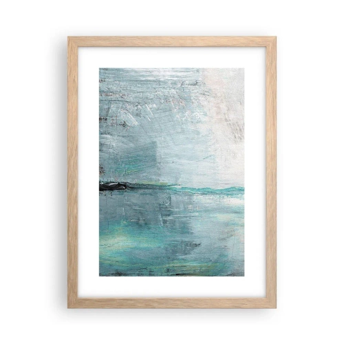Plagát v ráme zo svetlého duba - Horizontálne v modrej - 30x40 cm