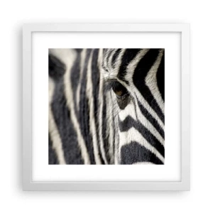 Plagát v bielom ráme - Portrét s pruhmi - 30x30 cm