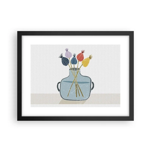 Plagát v čiernom ráme - Makové kvety - 40x30 cm