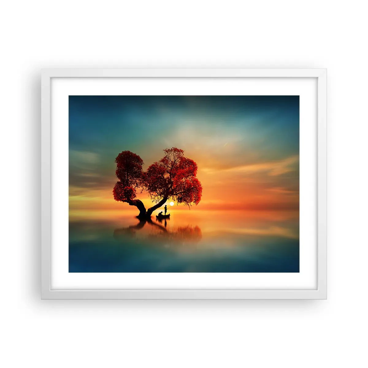 Plagát v bielom ráme - Voda a ticho vesmíru - 50x40 cm