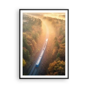 Plagát v čiernom ráme - Jesenná cesta - 70x100 cm