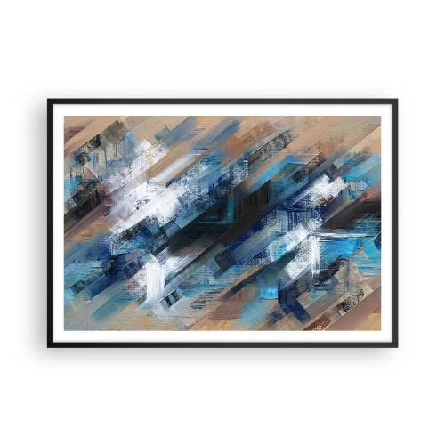 Plagát v čiernom ráme - Modrá šikmosť - 100x70 cm