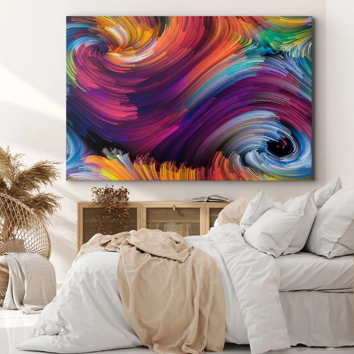 Obraz na plátne - Abstraktné víry v žiarivých farbách - 70x50cm - Začiatok nového sveta - Moderná nástenná dekorácia do obývacej izby a spálne ARTTOR