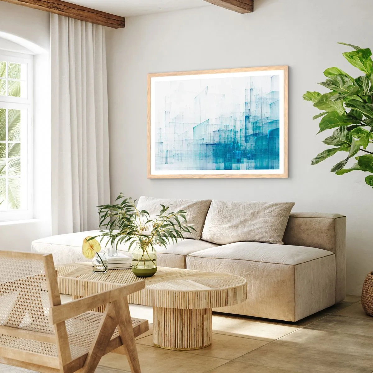 Plagát v ráme zo svetlého duba - Ako sa stal priestor - 70x50 cm