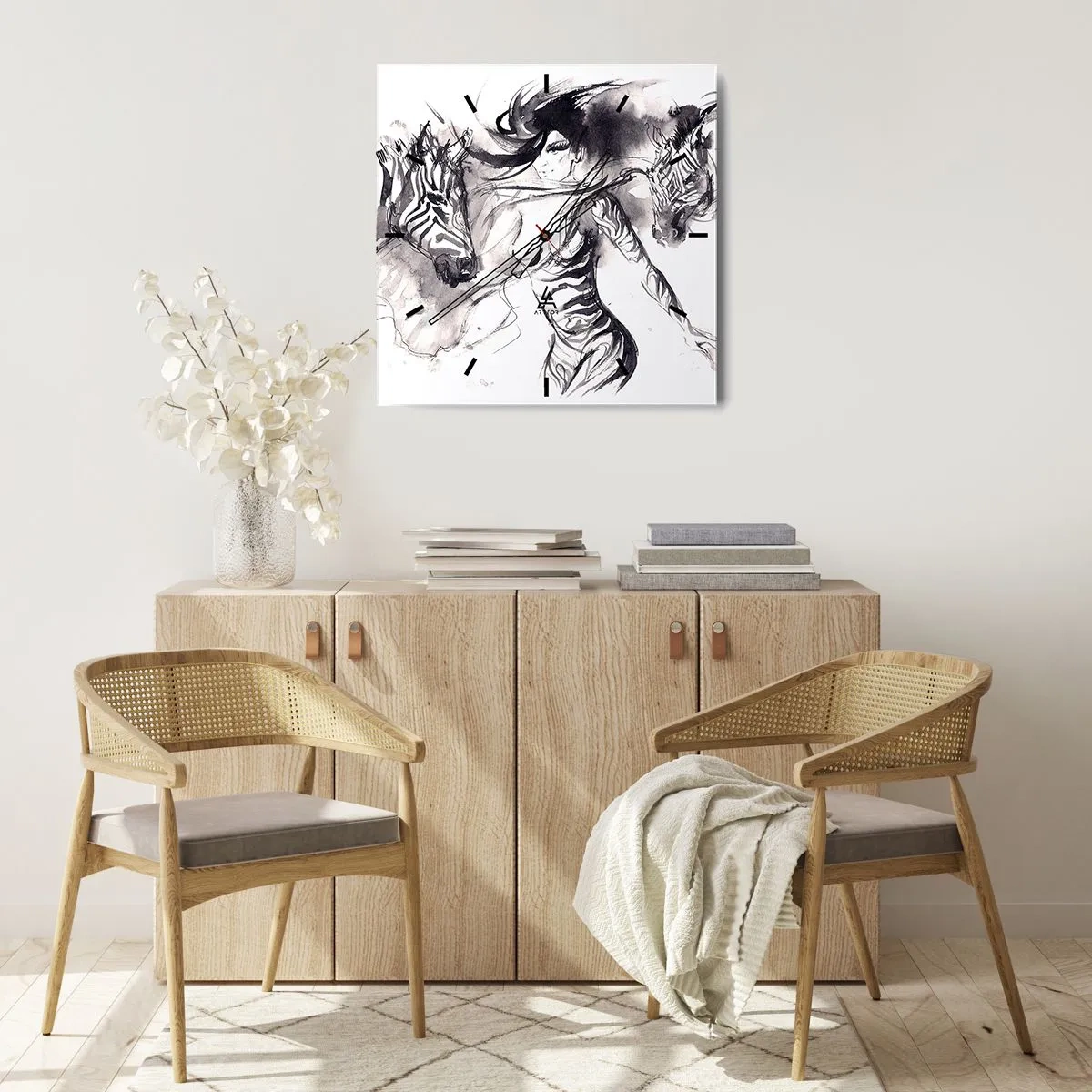 Nástenné hodiny - Tancujúca so zebrami - 30x30 cm