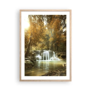 Plagát v ráme zo svetlého duba - Parkový vodopád - 50x70 cm