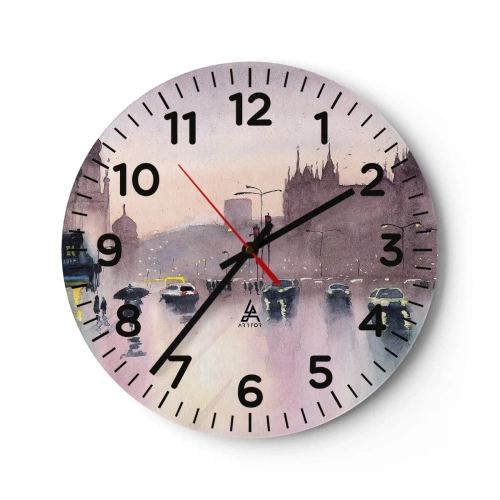 Nástenné hodiny - V daždivom opare - 40x40 cm