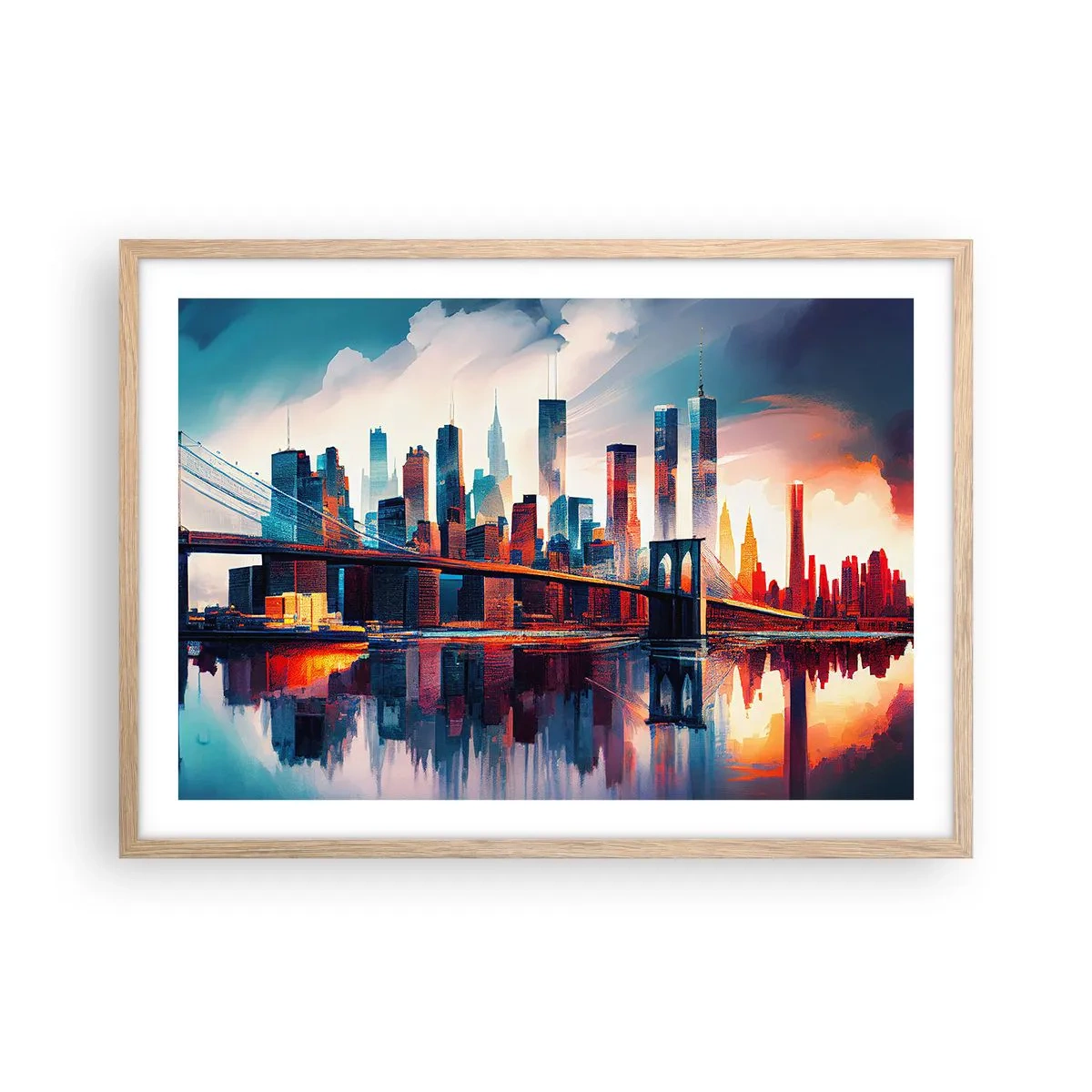 Plagát v ráme zo svetlého duba - Famózny New York - 70x50 cm