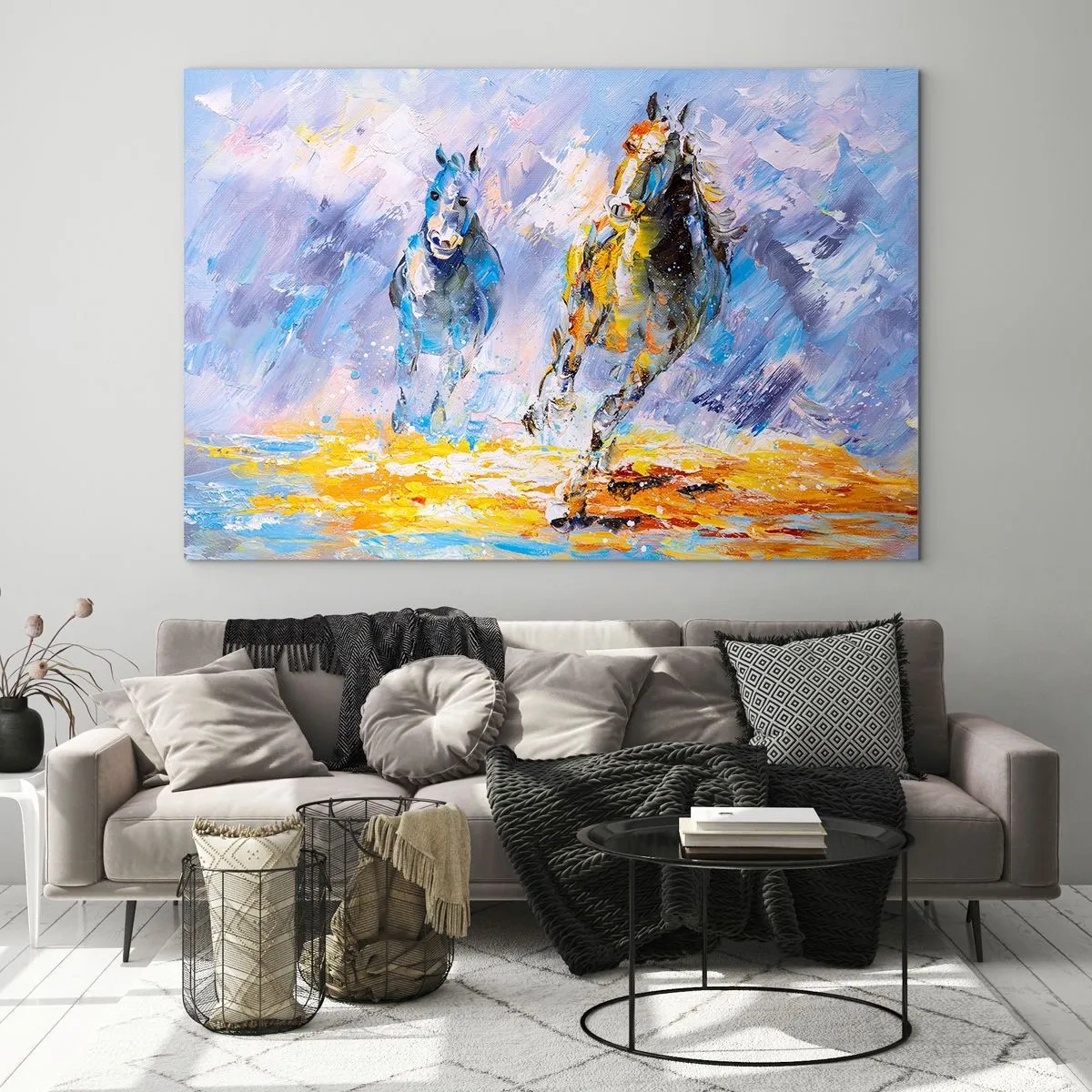 Obraz na skle - Cvalom cez žiaru - 120x80 cm